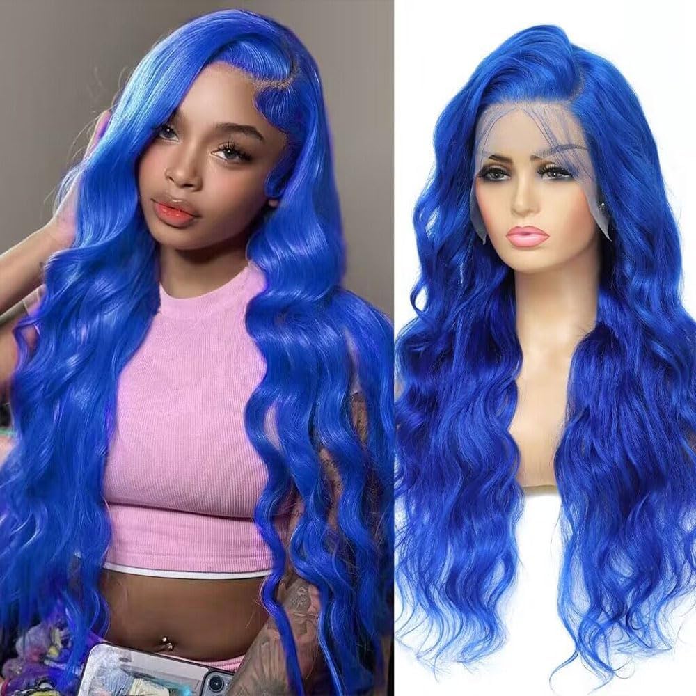 🔵 Royal Blue Wavy Wig
