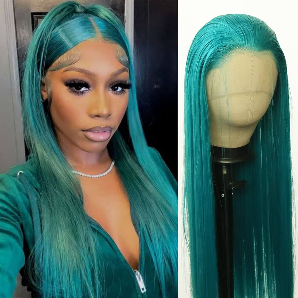 5. 🌿 Teal Green Straight Wig