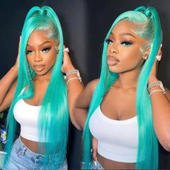 🌊 Aqua Green Straight Wig