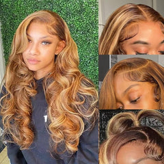 Honey Blonde Ombre Body Wave Lace Front Wig